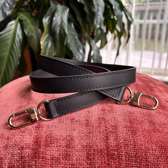New 3/4" Black Vachetta Leather Replacement Handbag Strap 43” Long - Picture 2 of 7